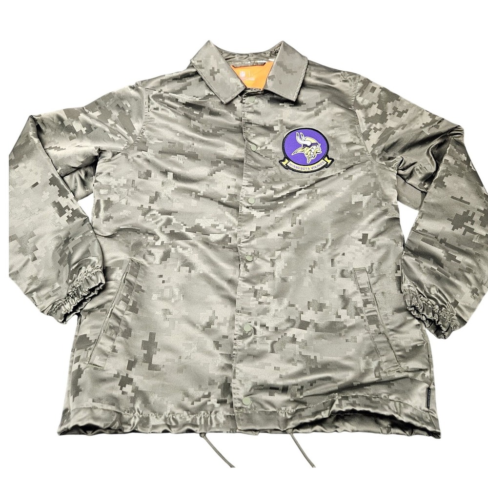 Minnesota Vikings Nike Jacket Mens L Green Digital Camo Salute to Service Coach
